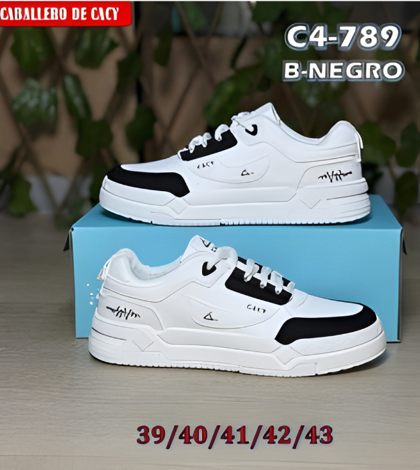 Zapatilla Urbana CASY 789 - Blanco & Negro