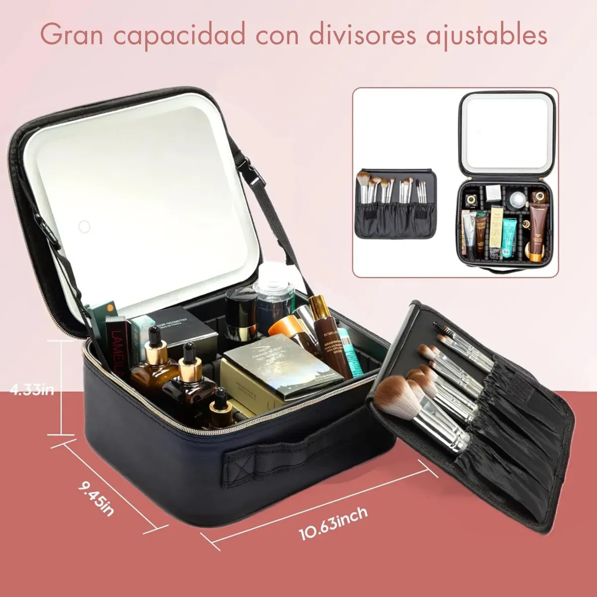 Estuche De Maquillaje Con Espejo Luz Led Cosmetiquera 2 Estuche De Maquillaje Con Espejo Luz Led Cosmetiquera - Image 2